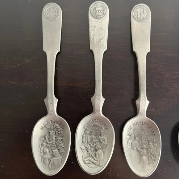 Franklin Mint 13 Original Multiple States American Patriot Colony Pewter Spoon - Picture 5 of 5